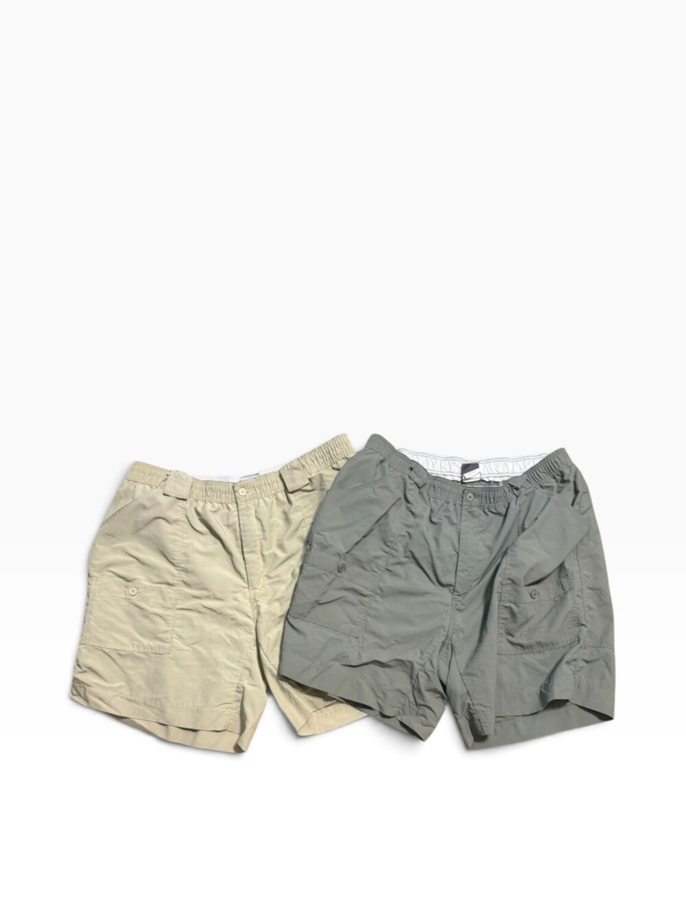 Mens 2pc Aftco Bluewater Fishing Shorts Elastic Waist Size 42 Boating Casual